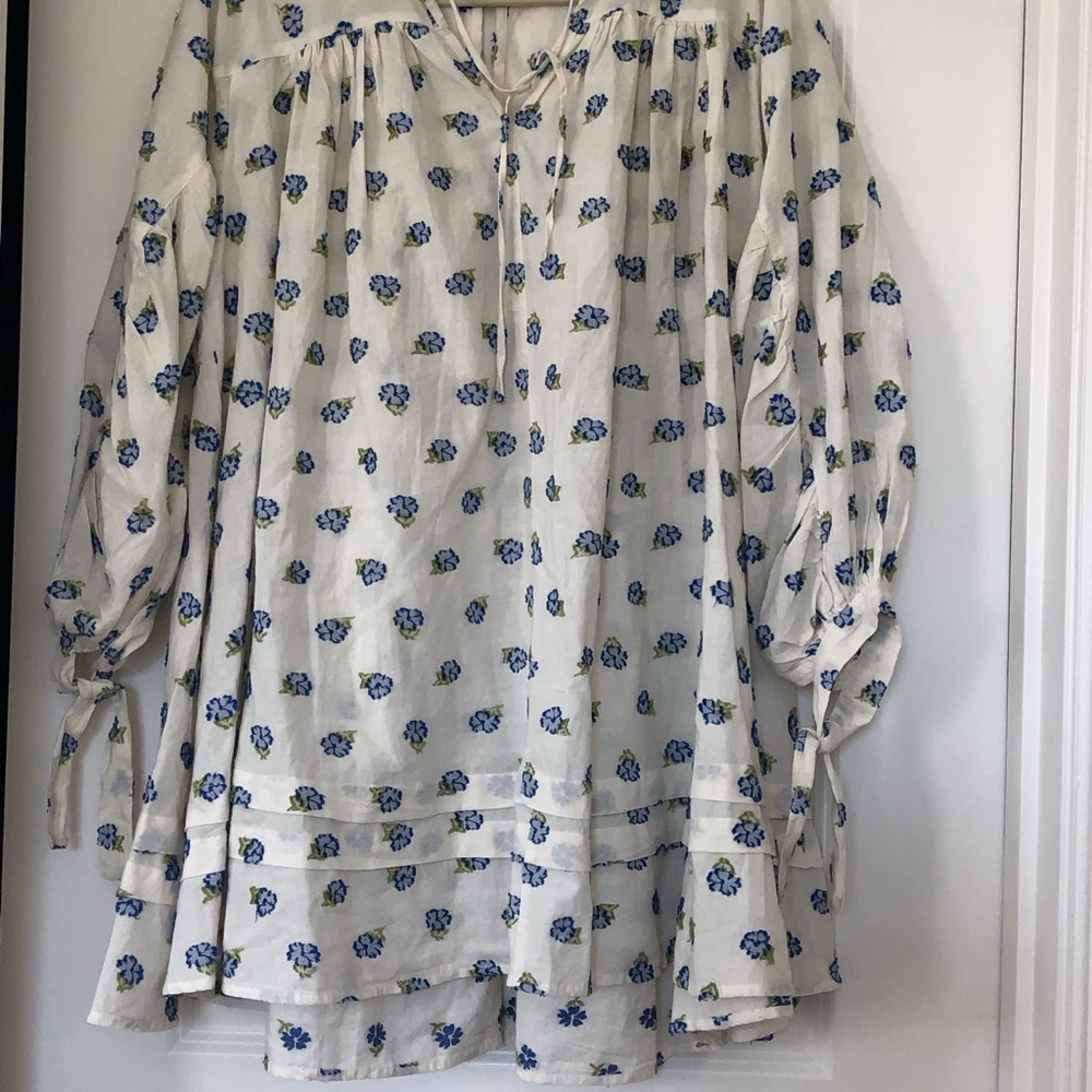 UO Jai embroidered long sleeve frock dress in blue multi size XS - Picture 2 of 2